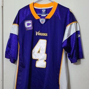 Reebok Stitched On Field Brett Favre Captain Jersey Minnesota Vikings Mens 52